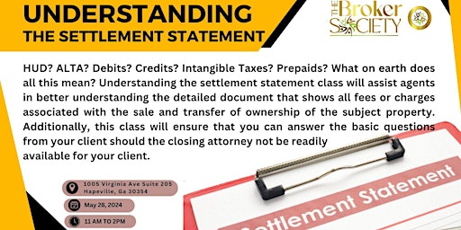 Imagem principal do evento Understanding the Settlement Statement
