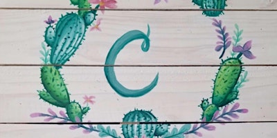 Succulent Monogram Wooden Pallet - Paint and Sip by Classpop!™ primary image