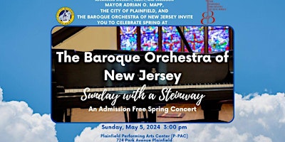 Imagem principal do evento The Baroque Orchestra of New Jersey Sunday with a Steinway Concert