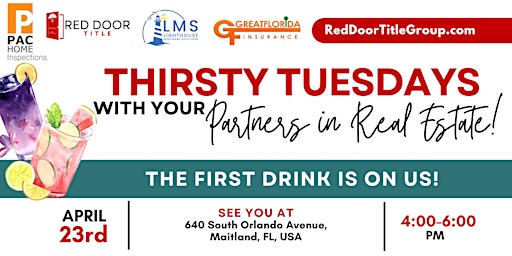 Imagem principal do evento Thirsty Tuesdays with your Partners in Real Estate!