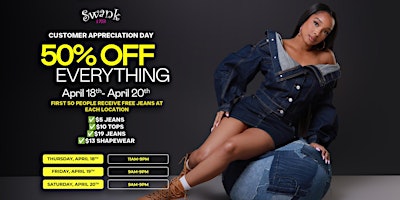 Imagem principal de SWANK A POSH: 50% OFF THE ENTIRE STORE + $1000 GIVEAWAY! APRIL 18TH-20TH