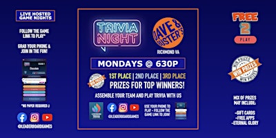 Trivia Night | Dave & Buster's - Richmond VA - MON 630p @LeaderboardGames primary image