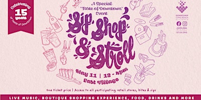 Primaire afbeelding van Sip, Shop & Stroll: A Special Taste of Downtown Event