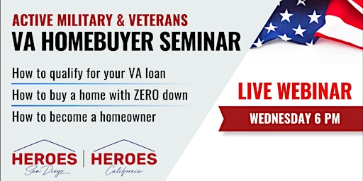 Immagine principale di Active Military & Veterans VA Homebuyer Webinar 