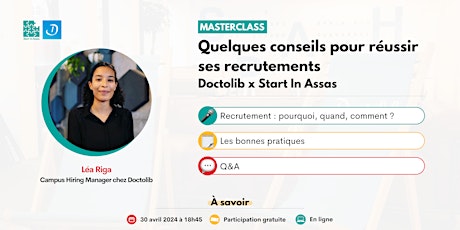 WEBINAR - Recruter ses premiers salariés avec Léa Riga de Doctolib