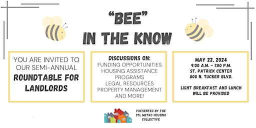 Primaire afbeelding van "Bee" in the Know - Landlord and Non-Profit Partnership Meeting