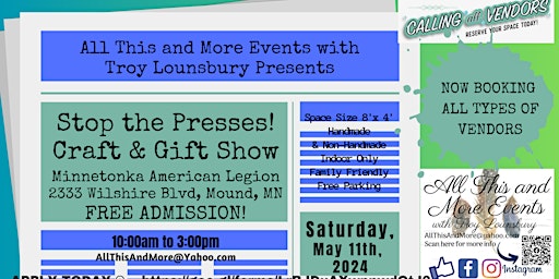 Hauptbild für Stop the Presses Craft & Gift Show with All This and More Events with Troy