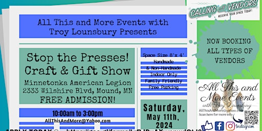 Immagine principale di Stop the Presses Craft & Gift Show with All This and More Events with Troy 