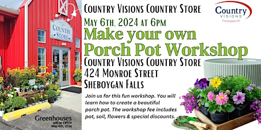 Imagem principal do evento Create a Porch Pot Class by Country Visions Country Store-Sheboygan Falls