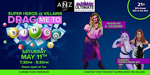 Image principale de DRAG ME TO BINGO!  Superhero vs Villain. SATURDAY MAY 11TH, 2024