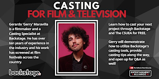 Primaire afbeelding van Casting for Film & TV Presented By Backstage and The CSUEA