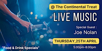 Imagem principal do evento Live music! Thursday at the Continental  Treat with Joe Nolan!