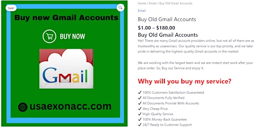 Primaire afbeelding van 100% Pva Old & New Best Quality Gmail Accounts (R)