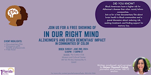 In Our Right Mind: A Discussion about Dementia in Communities of Color primary image