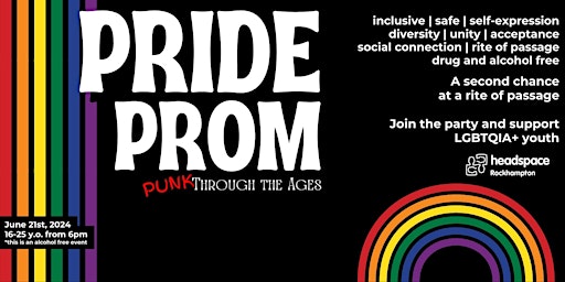 Imagem principal do evento headspace Rockhampton presents Pride Prom 2024
