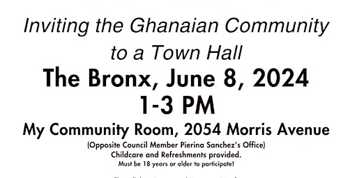 Imagem principal de The Bronx - The New York City  Ghanaian Mental Wellbeing Project Town Hall