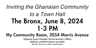 Primaire afbeelding van The Bronx - The New York City  Ghanaian Mental Wellbeing Project Town Hall