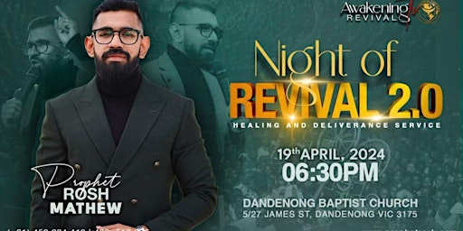 Imagem principal do evento Revival night Melbourne with Prophet Rosh