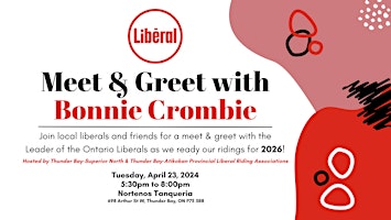 Imagem principal do evento Meet & Greet with Bonnie Crombie, Leader of the Ontario Liberal Party
