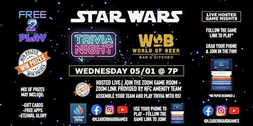 Immagine principale di STAR WARS Theme Trivia | World of Beer - Grandscape DFW TX - WED 05/01 @ 7p 