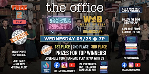 Image principale de THE OFFICE Theme Trivia | World of Beer - Grandscape DFW TX - 05/29 at 7p