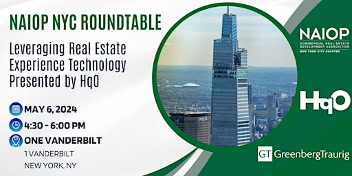 Primaire afbeelding van NAIOP NYC Roundtable - Leveraging Real Estate Experience Technology w/HqO