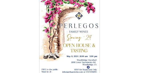 Imagem principal do evento Perlegos Family Wines  - Spring '24  Open House, Tasting & Pick-up Event