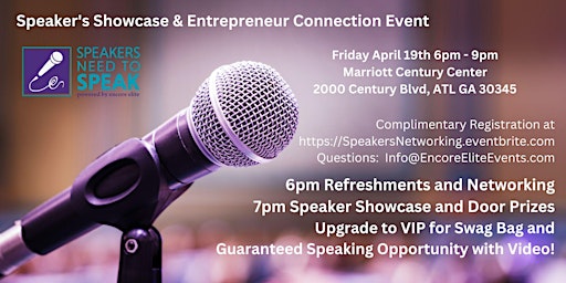 Image principale de Speaker's Showcase & Entrepreneur Connection Event