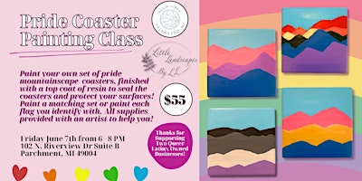 Hauptbild für Pride Mountainscape Coaster Painting Class at Resin Vibes Studio!