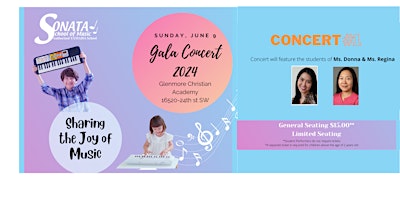 Primaire afbeelding van 2024 Sonata Gala Concert (Concert #1@3:45-5:00pm)- Ms. Donna & Ms. Regina