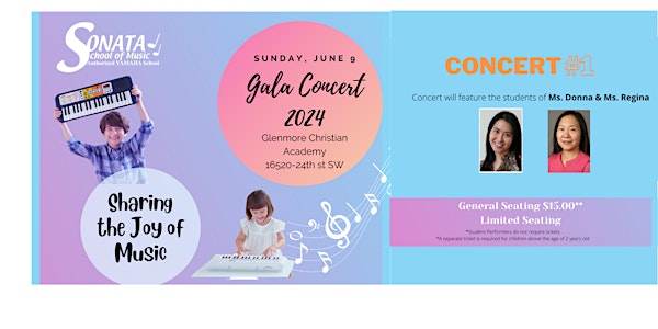 2024 Sonata Gala Concert (Concert #1@3:45-5:00pm)- Ms. Donna & Ms. Regina