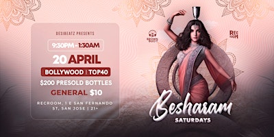 Primaire afbeelding van BESHARAM SATURDAYS - Bollywood Party