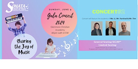 2024 Sonata Gala Concert (Concert #2@6:30-7:45pm)-Ms. Li, Mr. Farshad & Tim primary image