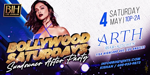 Hauptbild für Bollywood Saturdays: Bollywood Night @Arth Bar LA on May 4th (Ladies free)