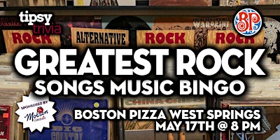 Calgary:Boston Pizza West Springs - Greatest Rock Music Bingo - May 17, 8pm primary image
