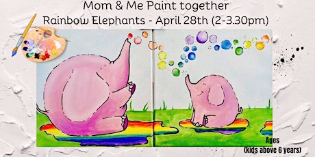 Mom & Me Canvas painting - Rainbow Elephants