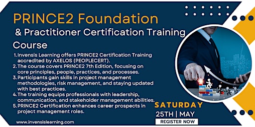 Primaire afbeelding van PRINCE2 Foundation And Practitioner Certification Training Course