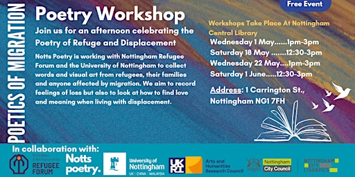 Imagem principal do evento poetics of migration poetry workshop 18th May