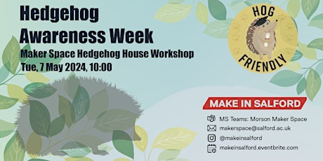 Imagem principal de Hedgehog Awareness Week - Maker Space Hedgehog House Workshop