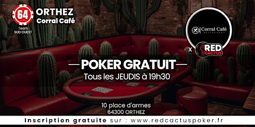 Imagem principal do evento Soirée RedCactus Poker X Corral café à ORTHEZ (64)