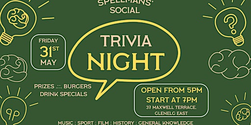 Imagem principal do evento Trivia Fridays @ Spellmans' Social