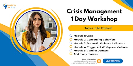 Crisis Management 1 Day Training in Ottawa 26th Apr, 2024