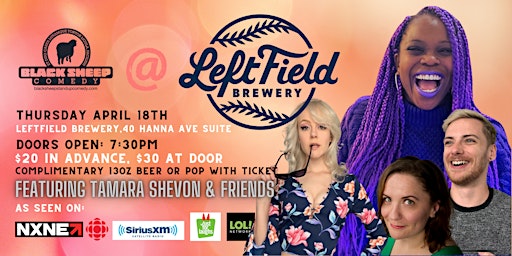 Imagem principal do evento Black Sheep Comedy @ Leftfield Brewery Featuring TAMARA SHEVON