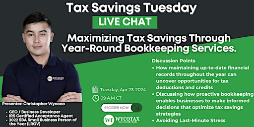 Image principale de Maximizing Tax Savings Through Year-Round Bookkeeping Services