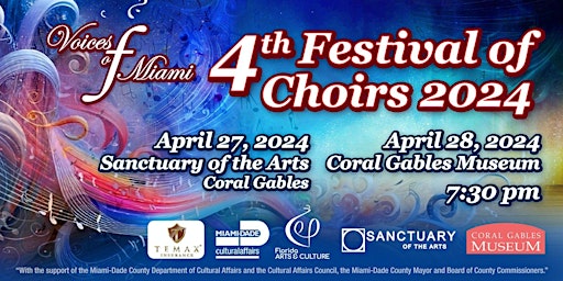 Image principale de Voices of Miami 4th Festival of Choirs - 2024.       APRIL 28, 2024 Tickets