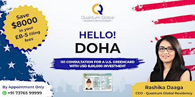 Immagine principale di Apply for U.S. Green Card. $800K EB-5 Investment – Doha, Qatar 