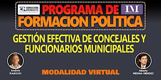 Imagen principal de FORMACIÓN POLITICA-GESTIÓN EFECTIVA CONCEJALES Y FUNCIONARIOS MUNICIPALES