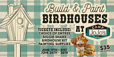Image principale de Build & Paint Birdhouses at Camp JoJo’s Chicago!
