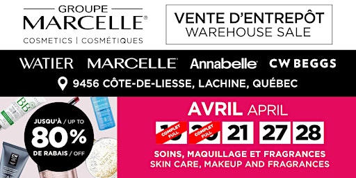 Hauptbild für Vente d'entrepôt Groupe Marcelle Warehouse Sale - Printemps/Spring 2024