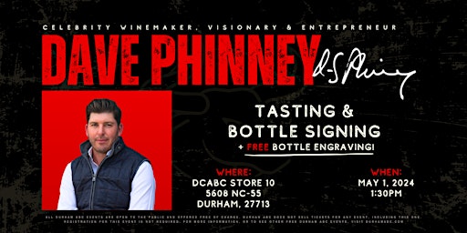 Dave Phinney: FREE Bottle Signing + Tasting + Bottle Engraving  primärbild